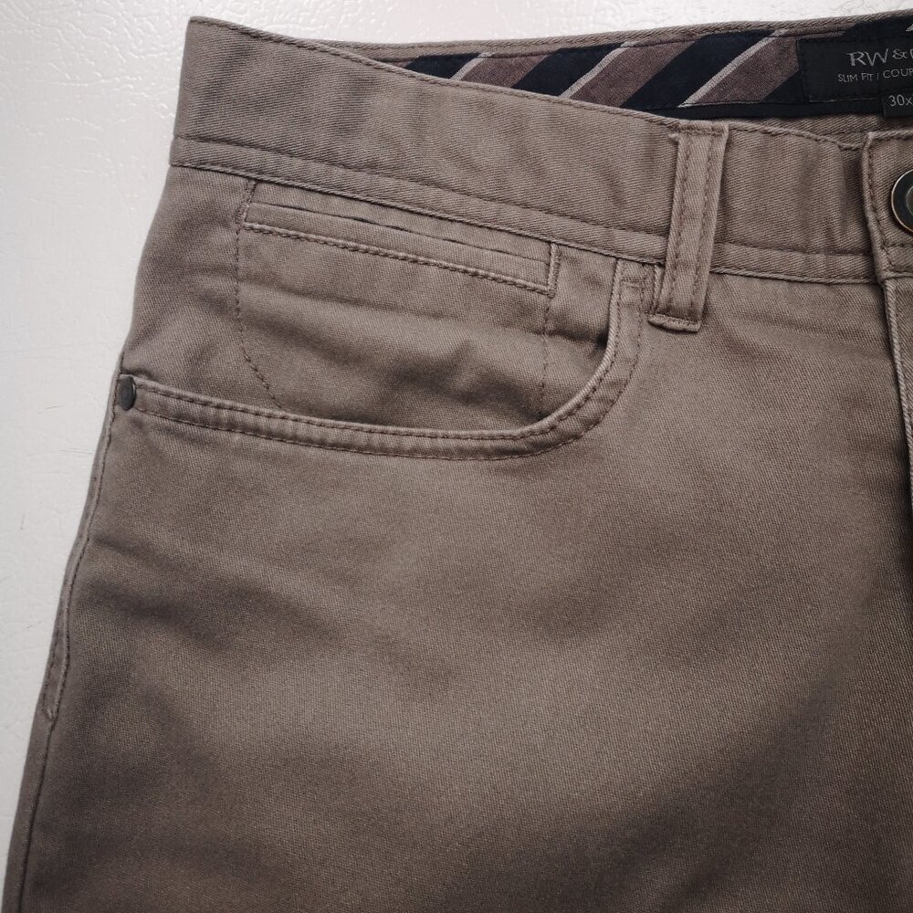 RW&CO Men's Size 30/32 Tan Slim Zipper & Button Closure Casual Pants - Picture 6 of 13